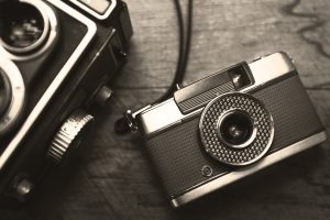 Closeup of film camera